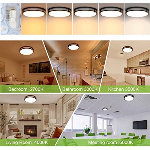 13 inch Flush Mount LED Ceiling Light, with Night Light (2200K 5W), 5CCT(2700-5000K Adjustable), 23W, 1300LM, 80CRI, Dimmable, Oil Rubbed Bronze Saturn Lighting for Hallway or Stairwell, ETL Listed