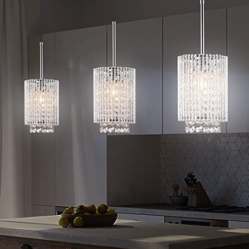 3 Pendant Lights Farmhouse Light Fixtures Kitchen Island Lighting Crystal Hanging Lamp Modern Pendants Ceiling Lamps,for Dinning Room Bedroom Hallway Bar (E26 Base)