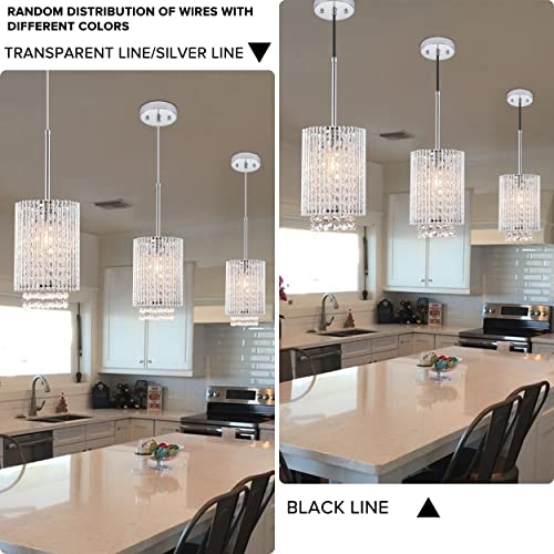 3 Pendant Lights Farmhouse Light Fixtures Kitchen Island Lighting Crystal Hanging Lamp Modern Pendants Ceiling Lamps,for Dinning Room Bedroom Hallway Bar (E26 Base)