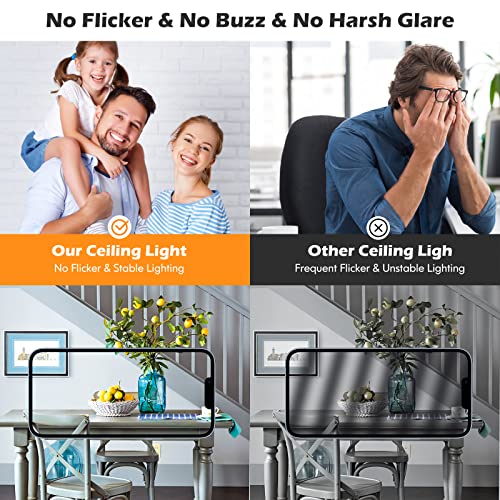 Black Flush Mount Ceiling Light - 4 Packs 18W LED Ceiling Lights 180W Equivalent, 9inch Thin Round Flat Light Fixtures 5000K Daylight White 1800LM Low Profile Ceiling Lamps for Kitchen Hallway Bedroom