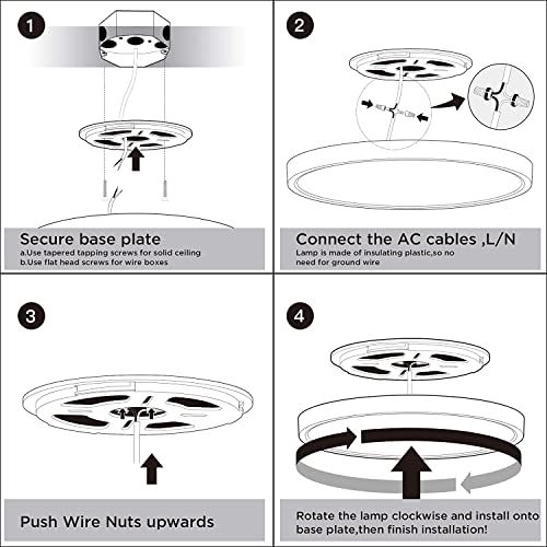 ocioc 4 Pack 15.7inch LED Flush Mount Ceiling Light Black,36W,5000K,Ultra Thin Round Lighting Fixture for Bedroom, Office, Hallway, Kitchen ETL Listed