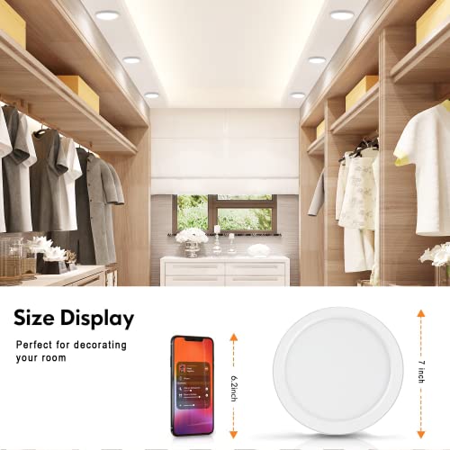 NOVELUX 7" LED Flush Mount Ceiling Light Dimmable,5000k Daylight Ultra Slim Round Flat Panel Ceiling Lights Fixture,Waterproof Modern Ceiling Lamp for Bedroom,Kitchen,Bathroom,Hallway (6 Pack)