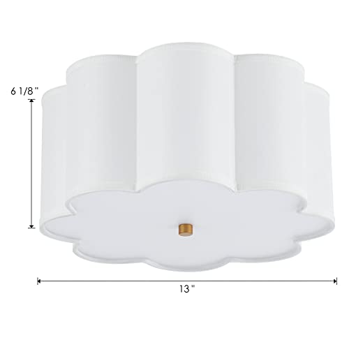 MhyTogn Semi Flush Mount Ceiling Light Fixture, Modern Close to Ceiling Lamp with Cream White Fabric Drum Shade for Nursery Kids Room Bedroom Kitchen Hallway Entryway 3-Light