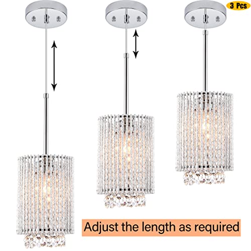 3 Pendant Lights Farmhouse Light Fixtures Kitchen Island Lighting Crystal Hanging Lamp Modern Pendants Ceiling Lamps,for Dinning Room Bedroom Hallway Bar (E26 Base)