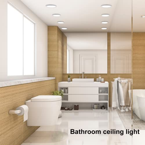 NOVELUX 7" LED Flush Mount Ceiling Light Dimmable,5000k Daylight Ultra Slim Round Flat Panel Ceiling Lights Fixture,Waterproof Modern Ceiling Lamp for Bedroom,Kitchen,Bathroom,Hallway (6 Pack)