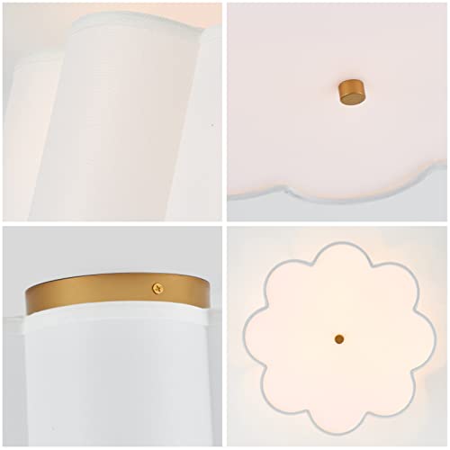 MhyTogn Semi Flush Mount Ceiling Light Fixture, Modern Close to Ceiling Lamp with Cream White Fabric Drum Shade for Nursery Kids Room Bedroom Kitchen Hallway Entryway 3-Light