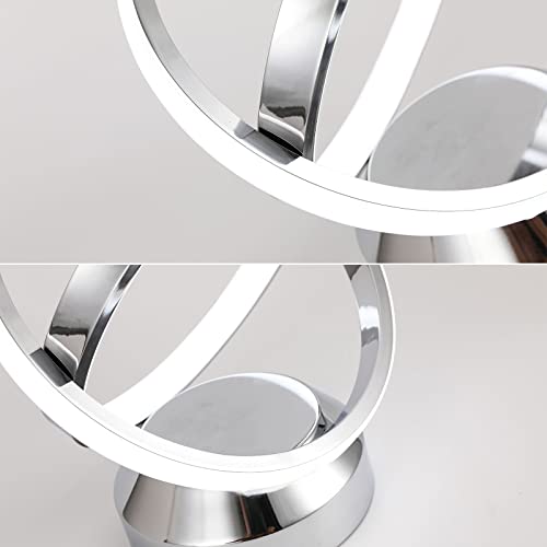 CANEOE Modern Led Ceiling Light Fixtures, 30W Creative Round Led Ceiling Lamps with Chrome Finish, 6000K Close to Ceiling Lighting Fixture for Hallway Aisle Living Room Bedroom Lights