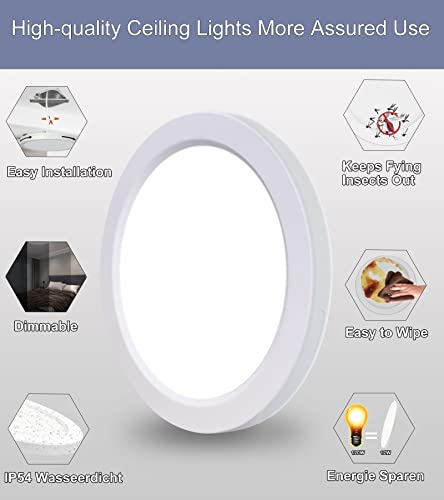 NOVELUX 7" LED Flush Mount Ceiling Light Dimmable,5000k Daylight Ultra Slim Round Flat Panel Ceiling Lights Fixture,Waterproof Modern Ceiling Lamp for Bedroom,Kitchen,Bathroom,Hallway (6 Pack)