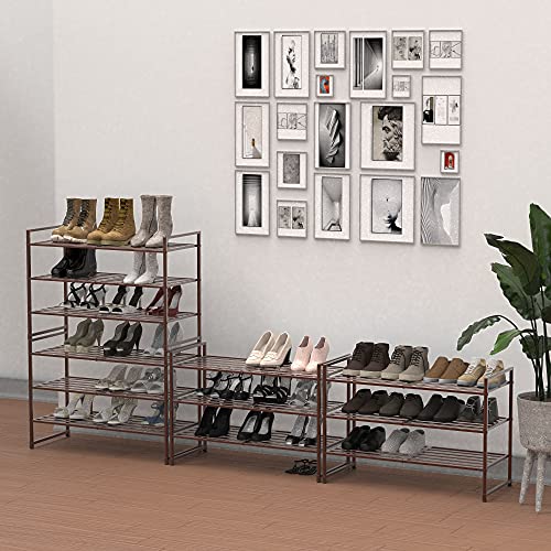 Simple Houseware 3-Tier Stackable Metal Panel Shoes Rack, Bronze