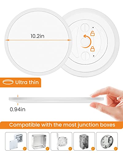 slochi Flush Mount 4PACK Ceiling Light (Milk White Shell), 24Watt Dimmable & 3 Color Temperatures in One（3000k/4500k/6000k Ceiling Lamp 10.2Inch Led Ceiling Light for Kitchen Bedroom Closet Hallway