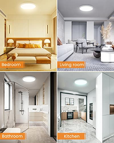 slochi Flush Mount 4PACK Ceiling Light (Milk White Shell), 24Watt Dimmable & 3 Color Temperatures in One（3000k/4500k/6000k Ceiling Lamp 10.2Inch Led Ceiling Light for Kitchen Bedroom Closet Hallway