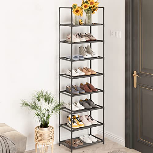 Z&L HOUSE 8 Tier Shoe Rack Tall, Sturdy Metal Narrow Rack That Can Store 16-20 Pairs of Shoes, Stackable Shelf for Closet Entryway to Increase The Use of Space
