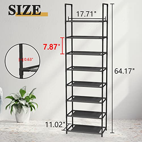 Z&L HOUSE 8 Tier Shoe Rack Tall, Sturdy Metal Narrow Rack That Can Store 16-20 Pairs of Shoes, Stackable Shelf for Closet Entryway to Increase The Use of Space