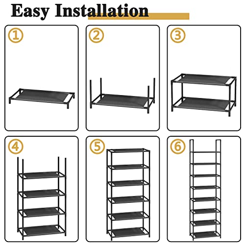 Z&L HOUSE 8 Tier Shoe Rack Tall, Sturdy Metal Narrow Rack That Can Store 16-20 Pairs of Shoes, Stackable Shelf for Closet Entryway to Increase The Use of Space