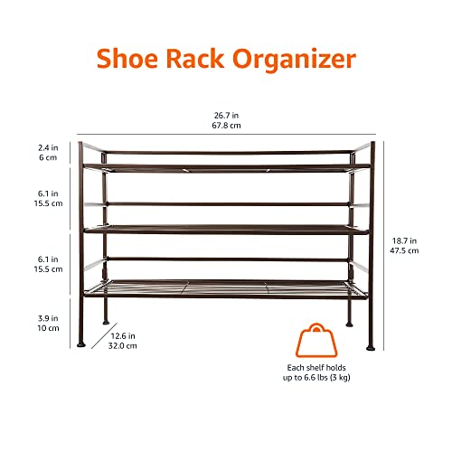 Amazon Basics 9-Pair Shoe Rack Organizer, Black