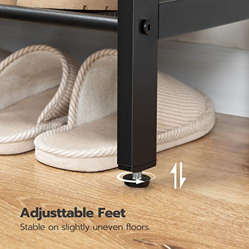 HOOBRO Shoe Rack, 5-Tier Shoe Storage with Adjustable Mesh Shelves, 16-20 Pairs of Shoes, Stable and Durable, Spacious Top, Freestanding, Metal, Industrial, for Entryway, Closet, Rustic Brown BF12XJ01
