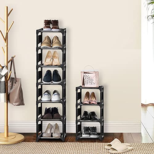 isightguard Narrow Shoe Rack, 10 Tier Vertical Shoe Rack for Closet Entryway Tall Slim Shoe Rack for Small Spaces Shinky Shoe Organizer Space Saving Corner Shoe Shelf Shoe Tower