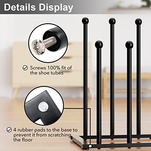 pickpiff Free Standing Shoe Racks - Black Metal Boot Rack, Shoe Organizer for Dorm Room, Closet, Entryway, Bedroom, Patio Outdoor, Hallway, Black Shoe Rack Organizer, Shoe Storage Fit for 6 Pairs
