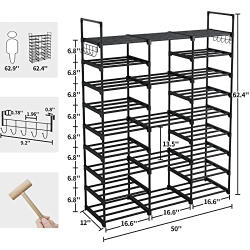 Kottwca Shoe Rack Organizer for Entryway Closet 9 Tiers, Large Shoe Storage Shelf for 50-55 Pairs Shoe and Boots, Space Saving Shoe Stand Cabinet for Bedroom Cloakroom Hallway Garage