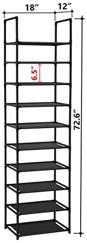 FIDUCIAL HOME 10 Tiers Shoe Rack 20-25 Pairs Sturdy Shoe Shelf