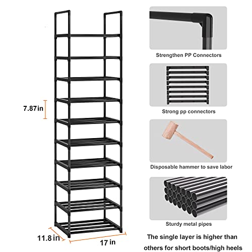 OYREL Sturdy Metal Shoe Rack Organizer,Narrow Shoe Racks for Closets, Shoe Stand,Shoe Shelf