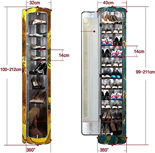 MUWIZ Shoe Rack for Home Closet Hallway Entrance Bedroom Shoe Cabinet 360 Degree Rotating Shoe Cabinet Shoe Rack Round Cylinder Multi-Functional Household Shoe Cabinet (Color : Blue, Size : 127x40cm)