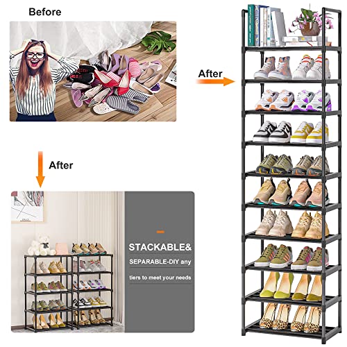 OYREL Sturdy Metal Shoe Rack Organizer,Narrow Shoe Racks for Closets, Shoe Stand,Shoe Shelf