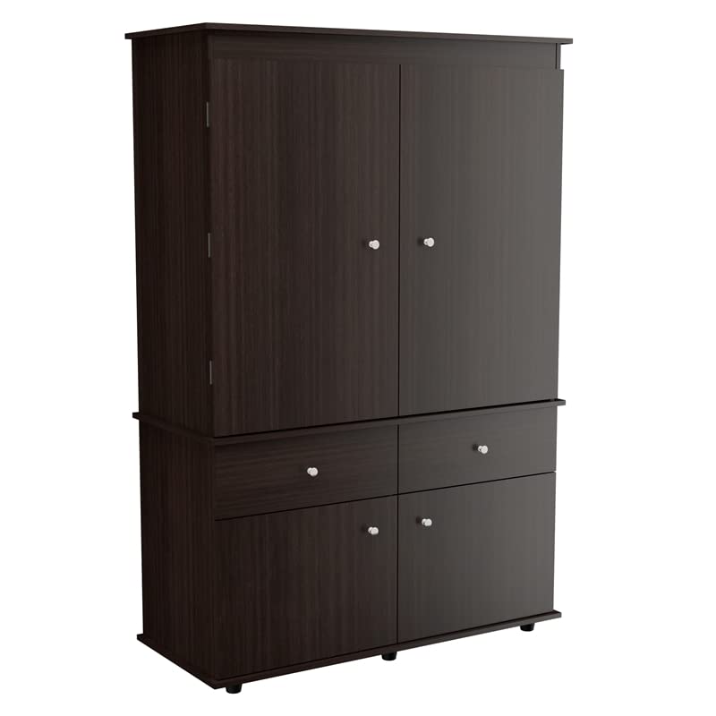 Espresso 2-Drawer 4-Shelf Armoire by Inval