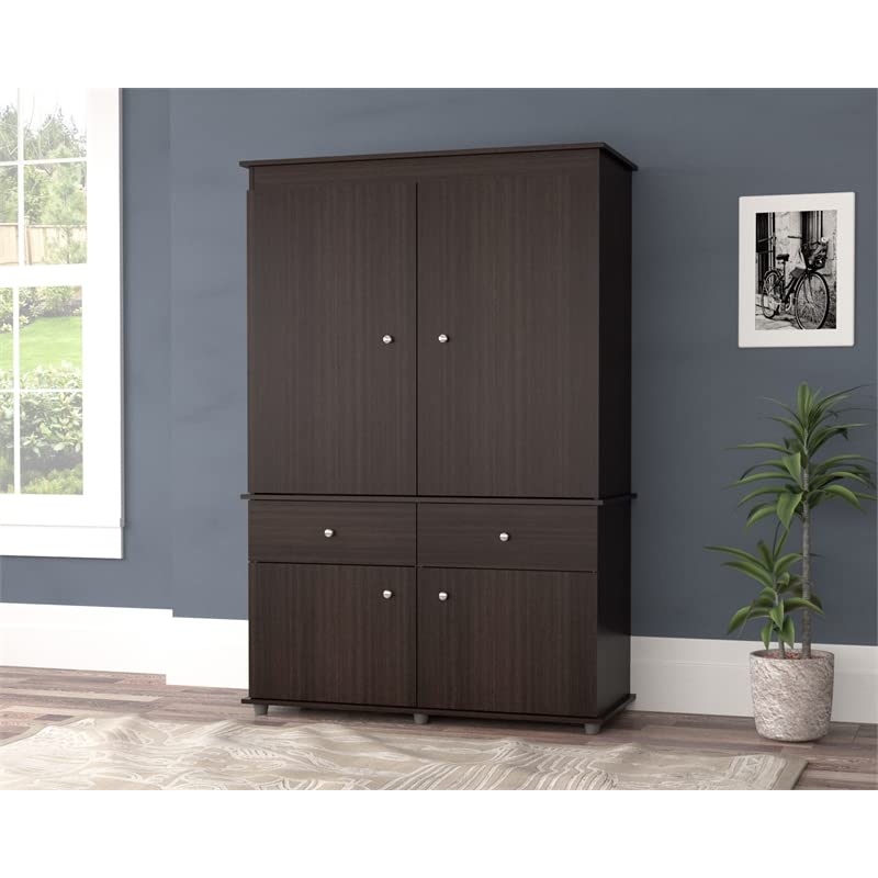 Espresso 2-Drawer 4-Shelf Armoire by Inval