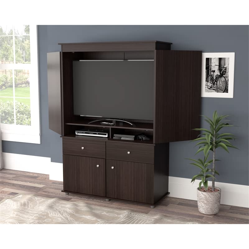 Espresso 2-Drawer 4-Shelf Armoire by Inval