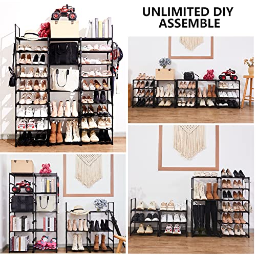 Mavivegue 9 Tiers Metal Shoe Rack Organizer, 50-55 Pairs Large Tall Shoe Storage,Shoe Holder,Shoe Stand,Vertical Free Standing Shoe Shelf,Heavy Duty Boot Rack for Entryway, Closet, Garage, Bedroom