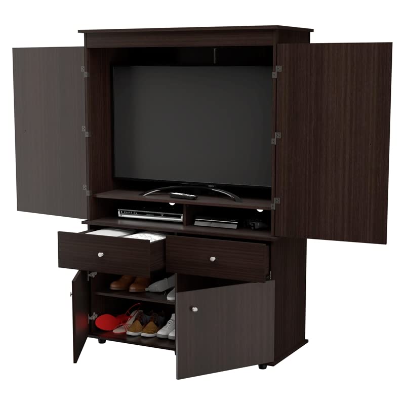 Espresso 2-Drawer 4-Shelf Armoire by Inval
