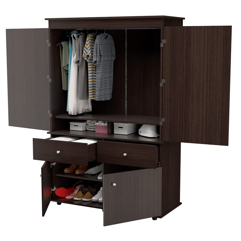 Espresso 2-Drawer 4-Shelf Armoire by Inval