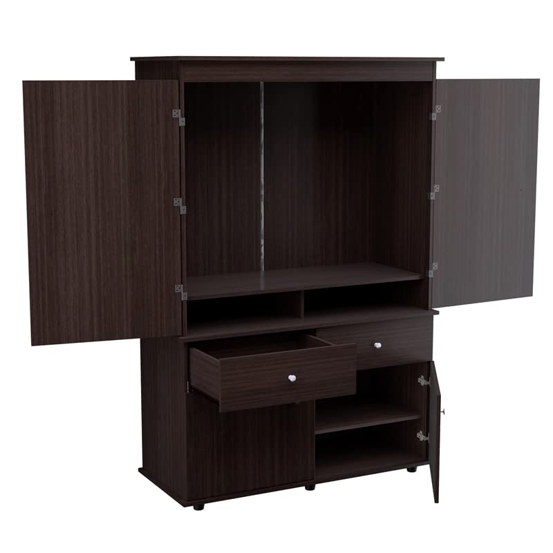 Espresso 2-Drawer 4-Shelf Armoire by Inval