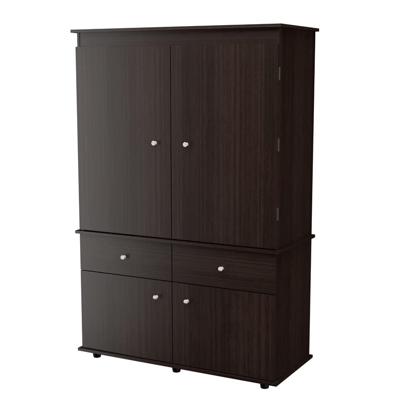 Espresso 2-Drawer 4-Shelf Armoire by Inval