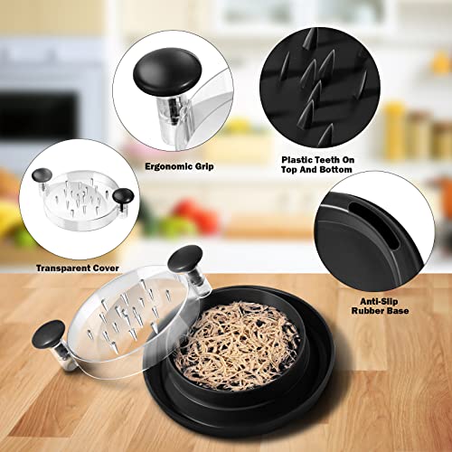 Chicken Shredder Shred Machine, Large Meat Shredder Machine, Chicken Shredding Tool with Clear Cover and Non-Skid Base, Ergonomic Handle,Shred Machine Tool for Pork, Beef and Chicken,Dishwasher Safe