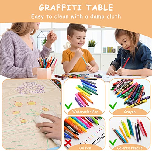Arlopu Big Kids Study Table and 4 Chair Set, Height Adjustable Toddler Table and Chair Set for 4, Multifunctional Toddler Table, Reading, Drawing, Eating Interaction (Beige, Square Table)