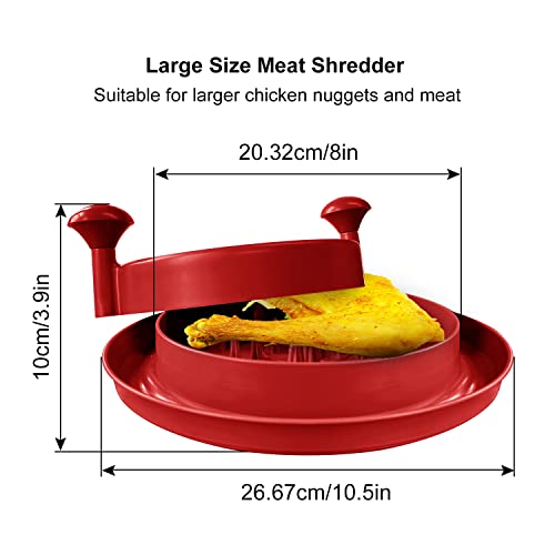 GUEZASE Chicken Shredder Tool, Meat shredder, Suitable for Pulled Chicken, Meat Shredder Tool with Non-Skid Base, Dishwasher Safe BPA free Chicken shredder pro 10.5" (Red)