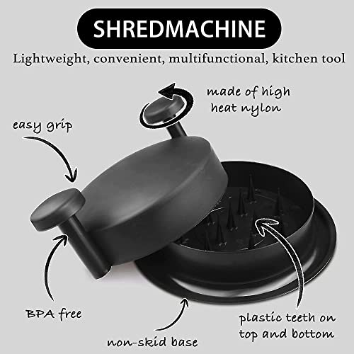 VITA NOVA Chicken Shredder Meat Shredder for Pork, Chicken and Red Beef Shred Machine With Handless Non-skid Base Mat Chicken Shredding Tool Chicken (Black)