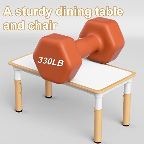 LUUYOUU Kids' Table & Chair Sets Suitable for 2 Years + Kids Height Adjustable Toddler Table & Chair Set with 4 Seats Tabletop can Doodle maxm Load 330 lb