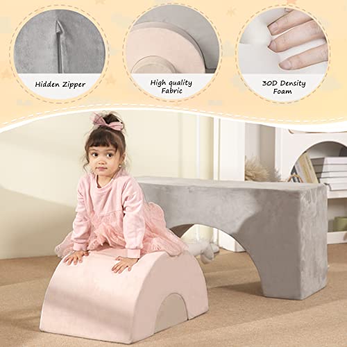 GudoInsole Play Couch Sofa for Kids Equipment Rainbow Playroom Imaginative Furniture Play Set for Creative Kids Sofa Climbing Blocks Crawling Tunnel (Gray Rainbow)
