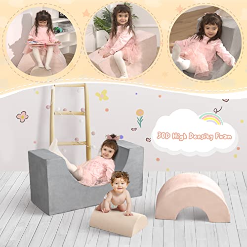 GudoInsole Play Couch Sofa for Kids Equipment Rainbow Playroom Imaginative Furniture Play Set for Creative Kids Sofa Climbing Blocks Crawling Tunnel (Gray Rainbow)