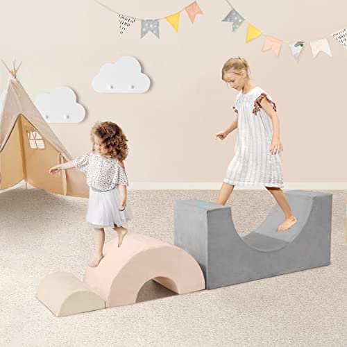 GudoInsole Play Couch Sofa for Kids Equipment Rainbow Playroom Imaginative Furniture Play Set for Creative Kids Sofa Climbing Blocks Crawling Tunnel (Gray Rainbow)