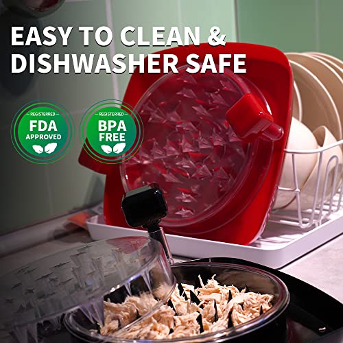 2023 Upgrade Chicken Shredder - Meat Shredder with Detachable Plate - Visible Chicken Breast Shredder Tool Twist with Strong Grip and Sharp Spikes for Cutting Meats Vegetables Hard Cheese(Red)