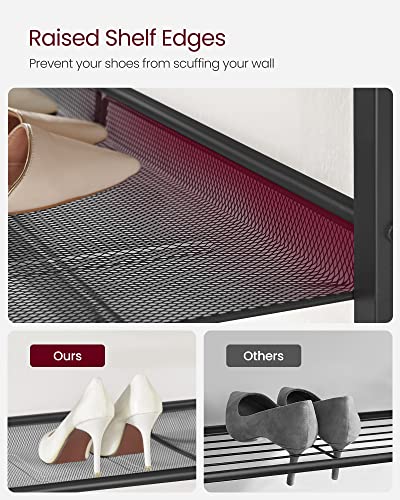 VASAGLE Shoe Rack for Entryway, 4 Tier Shoe Storage Shelves, 12-15 Pairs Shoe Organizer, with Sturdy Wooden Top and Steel Frame, Free Standing, Industrial, Rustic Brown and Black ULBS040B01