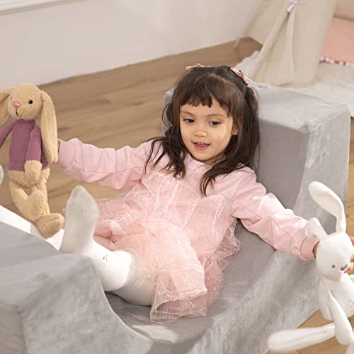 GudoInsole Play Couch Sofa for Kids Equipment Rainbow Playroom Imaginative Furniture Play Set for Creative Kids Sofa Climbing Blocks Crawling Tunnel (Gray Rainbow)