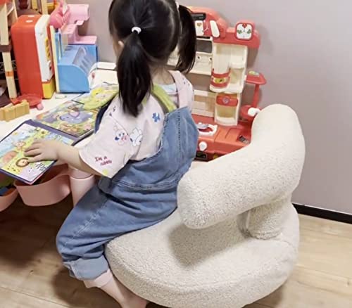 RJH Furniture Boucle Chair, Removable Sherpa Seat Cover Round Teddy Fabric Ottoman, Sheep Kids Small Sofa for Living Room Kids Room Home Indoor Furnituring TAN Fuzzy Stool