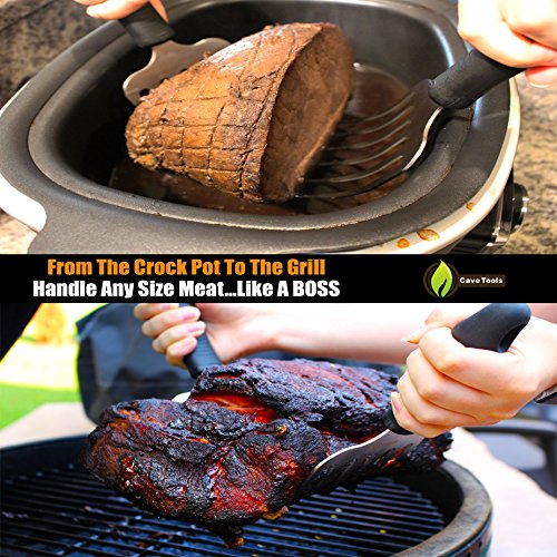 Cave Tools Metal Meat Claws for Shredding Pulled Pork, Chicken, Turkey, and Beef- Handling & Carving Food - Barbecue Grill Accessories for Smoker, or Slow Cooker (Rake Grip)