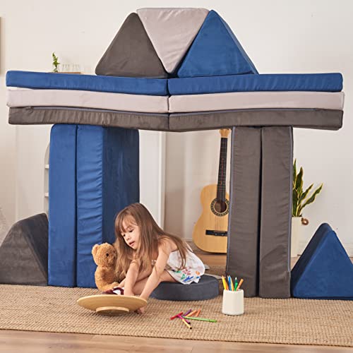 jela Kids Couch Extended Size 10PCS with futons, Floor Couch Floor Sofa Modular Furniture for Kids and Adults, Modular Foam Play Couch, Modular Sectional Sofa Charcoal