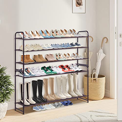 AOODA 3-Tier Long Shoe Rack for Closet Stackable Wide Shoe Shelf Organizer and Storage for Floor, Entryway (Bronze)